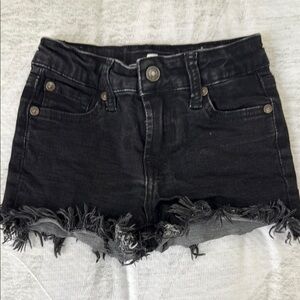7 For All Mankind Black Distressed Denim Shorts